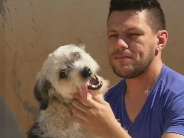 Anselmo diz que carinho motivou adoção de cadelas em Piraju (Foto: Reprodução/TV TEM)
