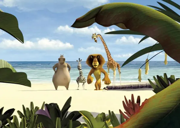 Cena do desenho Madagascar, de 2005. Detalhe importante: não há grandes mamíferos nativos da ilha, como girafas e leões. A população original é de pequenos mamíferos, como os lêmures. (Foto: The Picture Desk / Dreamworks Pictures / The Kobal Collection)