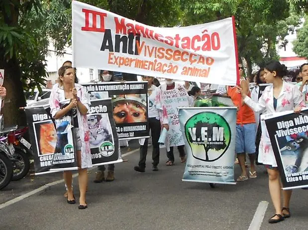 Manifestação que reuniu cerca de 100 pessoas do Vegetarianos em Movimento (VEM) - Belém-PA