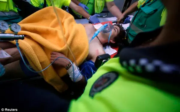 Emergência: O homem ferido, da província de Castela, a leste da Espanha, entre Barcelona e Alicante, submeteu-se a uma cirurgia de emergência. Seu estado foi descrito como “grave”. (Foto: Daily Mail)