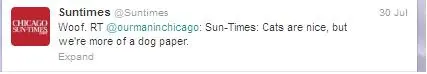 Jornais fazem brincadeiras no Twitter sobre a "gafe" do Chicago Tribune. (Foto: Twitter)