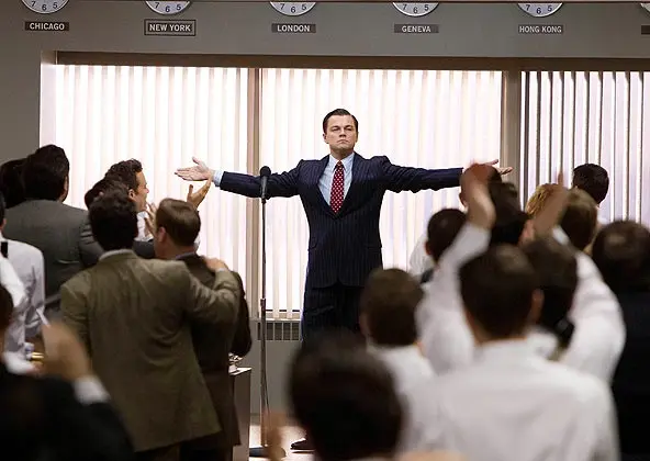 Leonardo DiCaprio como Jordan Belfort em cena de "O Lobo de Wall Street"