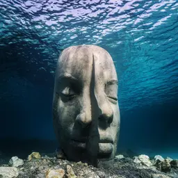 Imagem de escultura de Jason Decaires para o museu subaquático Under Water